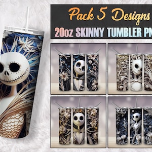 3D Movie Character 20oz Skinny Tumbler Sublimation Design Png, Bundle 3D Tumbler Wrap, Funny Skeleton Png, Instant Digital Download PNG