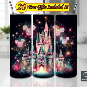 Cartoon Castle 20oz Skinny Tumbler Wrap Design, Sublimation Tumbler Design Wrap PNG, Castle Design For Kids, Instan Digital Download