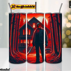 Horror Halloween 20 oz Skinny Tumbler Sublimation Designs Png, Horror Straight / Tapered Wrap Png, Liebeshorrorfilme, digitaler Download