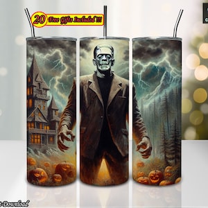 Horror Halloween 20 oz Skinny Tumbler Sublimation Designs Png, Horror Straight/Tapered Wrap Png, Love Horror Movies, Digital Download