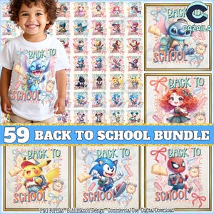 Plus de 50 modèles pour la rentrée des classes au format PNG, personnages de films au format PNG, joyeux retour à l'école Png, enseignant-élève Png, coquette noeud Png, fichier numérique