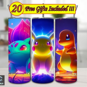 PKM Cartoon 20 Unzen Skinny Tumbler Sublimationsentwürfe, Anime Cute Straight / Tapered Wrap Png für Kinder, sofortiger digitaler Download