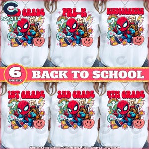 6 Designs Back To School PNG Bundle, Cute Superhero Bundle Png, Happy Back To School Png, School Bundle Png, Commercial Use, Digital File
