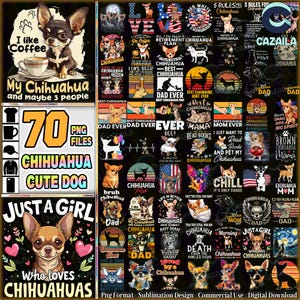70 Files Chihuahua PNG Bundle, Funny Chihuahua Png, Cute Small Dog Png, Dog Lover Clipart, Printable Pet Art, Commercial Use, Digital File