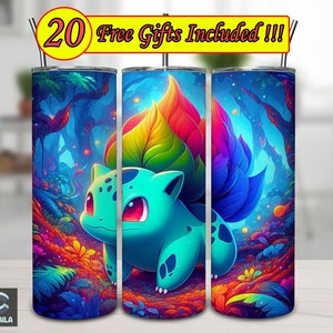 PKM Anime Cute 20 Unzen Skinny Tumbler Sublimation Designs, Cartoon für gerade / konische Tumbler Wrap Png, Instant Digital Dowload
