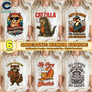 Animal Sarcastic Humor PNG Bundle, Funny Sarcasm Quotes, Funny Shirt Designs, Animal Meme Png, Adult Humor Png, Commercial Use, Digital File