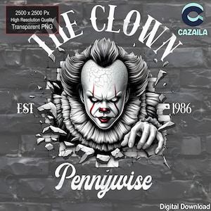 Horror Movie Character PNG, Horror Spooky Clown, Est 1986, Horror Vintage, Halloween Vibes, Halloween Shirt Template, Digital Download