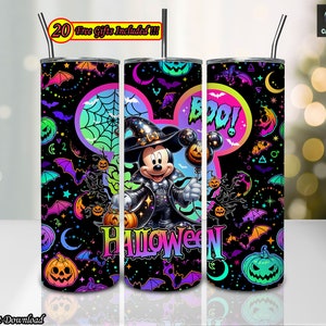 Cartoon Mouse Character 20oz Skinny Tumbler Sublimation Design Png, Halloween 20oz Tumbler Template Png, Witch Halloween, Digital Download