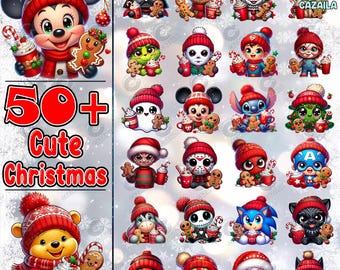 54 Cute Merry Christmas Png Bundle, Super Hero Characters Png, Cartoon Characters Png, Horror Characters Png, Png Format, Digital Download