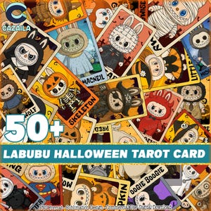 50+ monsterpop Halloween-tarotkaart PNG-bundel, Halloween-shirtontwerpen, schattige pop-clipart, cartoon superheld horrorpop, digitaal bestand