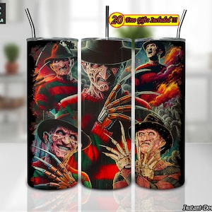 Horror Character Png, 20 oz Skinny Tumbler Png, Sublimation Designs PNG, Funny Horror Png, Horror Tumbler Template Png, Digital Download