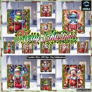 23 Merry Christmas 2025 PNG Designs, 20oz Skinny Tumbler Sublimation Png, Cartoon Christmas, Christmas Tumbler Template, Digital Download