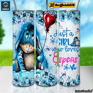 Donkey Cartoon Character Png, 20oz Skinny Tumbler Sublimation Designs Png, Flowers Png, Mother's Day Png, Instant Digital Download