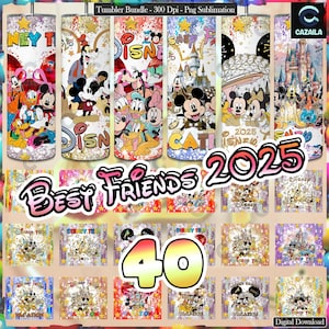 Lot de 40 fichiers dessin animé amis Png, gobelet maigre 20 oz sublimation dessins Png, meilleurs amis Png, amis à la mode 2025 png, fichier numérique