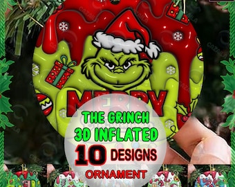 10 Files 3D Inflated Christmas 2025 Ornament Sublimation PNG, Bundle Christmas Round Ornament PNG, Trendy Ornament Christmas, Digital File