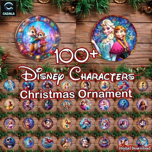 108 ontwerpen ronde kerstornament png-bundel, cartoon kerst png, grappige kerst png, trendy kerstornament, digitale download