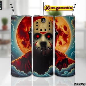 Horror Halloween 20 oz Skinny Tumbler Sublimation Designs Png, Horror Straight/Tapered Wrap Png, Love Horror Movies, Digital Download