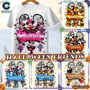 6 Designs Cartoon Halloween Png Bundle, Halloween Png Bundle, Halloween Friends, Name Custom Png, Png Format, Instant Digital Download