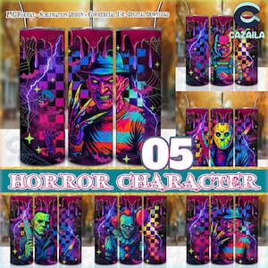 Horror Neon Color PNG Bundle, Horror Theme, Horror Drip Png, 20oz Tumbler Sublimation Designs Png, 20oz Skinny Tumbler Wraps, Digital File