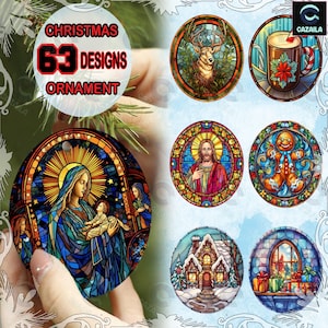 63 Files Christmas Ornament Sublimation PNG, Bundle Christmas Round Ornament PNG, Trendy Ornament Christmas, Instant Digital Download