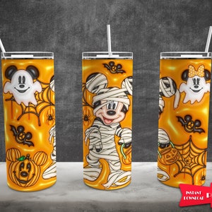 3D nadmuchiwany kreskówka Halloween 20 oz chudy kubek sublimacyjny projekt, prosty i stożkowy kubek owinięty, natychmiastowe pobieranie cyfrowe PNG