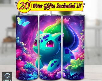 PKM Cartoon 20oz Skinny Tumbler Sublimation Designs, Anime Cute For Straight/Tapered Tumbler Wrap Png, Instant Digital Dowload