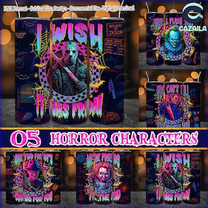 5 Designs Horror Movies PNG Bundle, Horror Quotes Png, 20oz Skinny Tumbler Sublimation Design Png, Halloween Tumbler Wraps, Digital Download