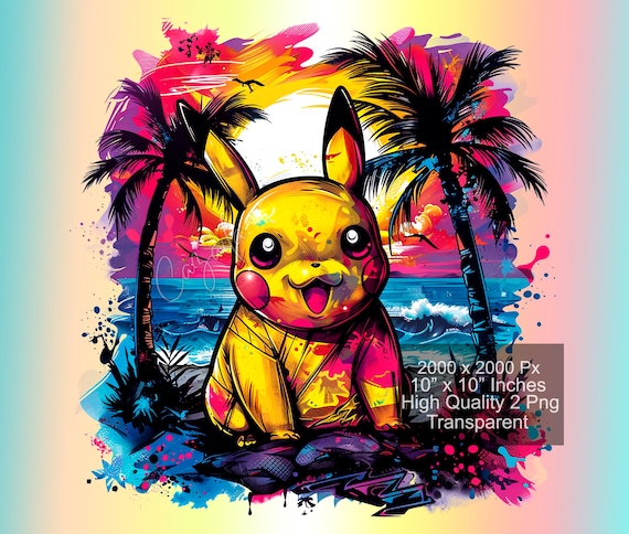 Poke Characters Art Neon Color With Sublimation Design Png