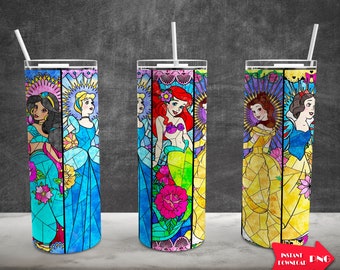 Princess 20oz Skinny Tumbler Sublimation Designs, Princess Tumbler Straight And Tapered Wrap Png, Instant Digital Download PNG