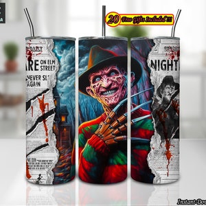 Horror Newspaper 20oz Skinny Tumbler Sublimation Designs Png, Horror Character, Horror Movies Png, Halloween Png, Instant Digital Download