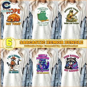 Animal Sarcastic Humor PNG Bundle, Not Today Png, Funny Sarcasm Quotes, Funny Shirt Designs, Adult Humor Png, Commercial Use, Digital File