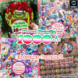 1000+ Mega Bundle PNG, Weihnachten 2025 Runde Verzierung Png, Cartoon Weihnachtssublimationsdesigns Png, Trendige Weihnachten Png, Digitale Datei