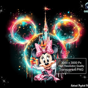 Mouse Cartoon Character Png, Mouse Head And Castle Watercolor Png Clipart, Mouse Cartoon Shirt Template Png, Instant Digital Download