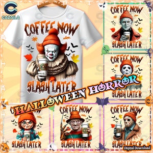 Pacchetto Png horror carino con 7 disegni, Png autunnale horror, Png zucche, Png Halloween horror, Modello camicia horror Png, Download digitale