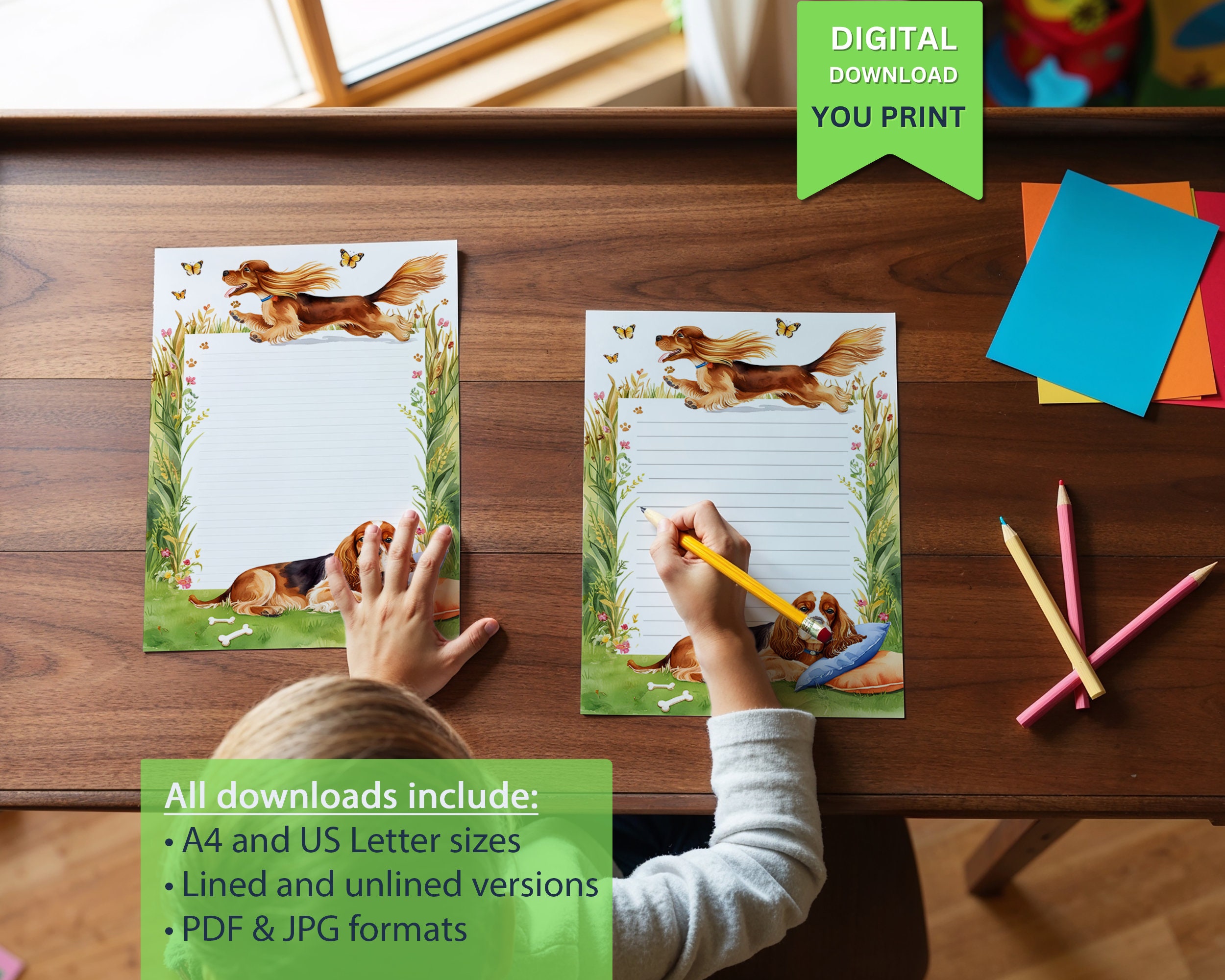 Cocker Spaniel Writing Paper for Kids: Nature Design (PDF Download) - Etsy