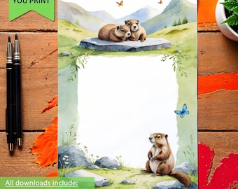 Murmeltier Briefpapier: Briefpapier (Digitaler Download)