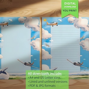 Afdrukbare vliegtuigkleurplaat voor kinderen – Leuke en creatieve lucht met vliegtuigen en wolken om in te kleuren