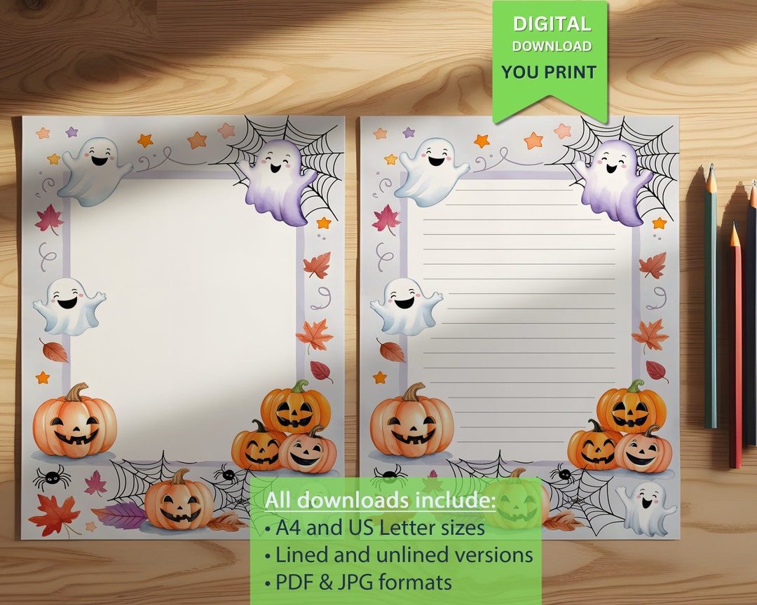 Halloween Printable Writing Paper for Kids - Fun Ghost & Pumpkin-themed ...