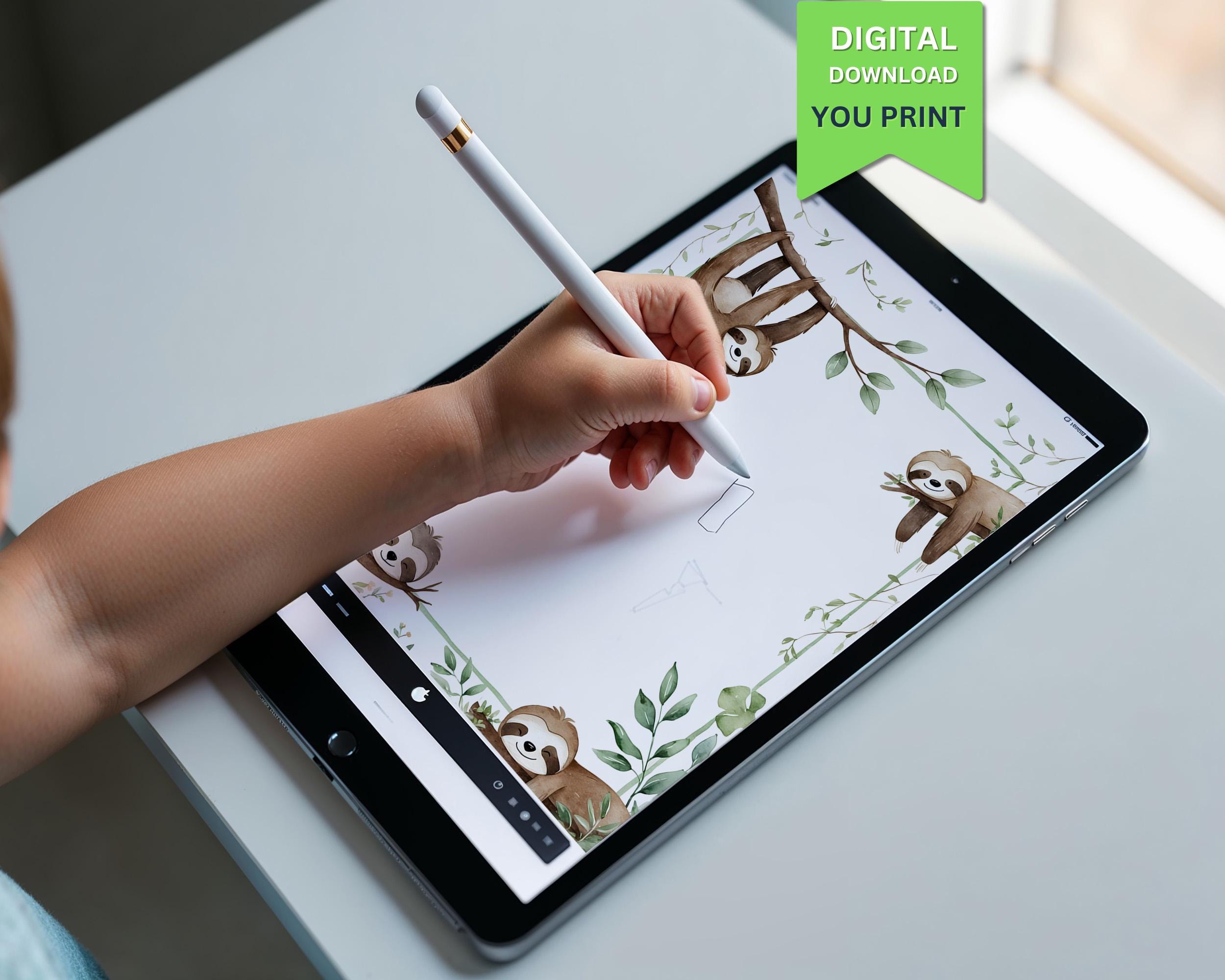 Sloth Taking Notes Cute Sloth-themed Printable Writing Paper for Kids | A4 and US Letter ...