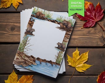Süßes Digitales Briefpapier für Kinder | Druckbare A4 + US Letter PDF | Von der Natur inspiriertes Briefpapier zum Basteln und für Notizen