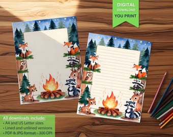 Kuscheliges Briefpapier für Kinder zum Thema Wald- und Waldland - Perfekt für Briefe, Briefe, Einladungen & kreatives Schreiben!