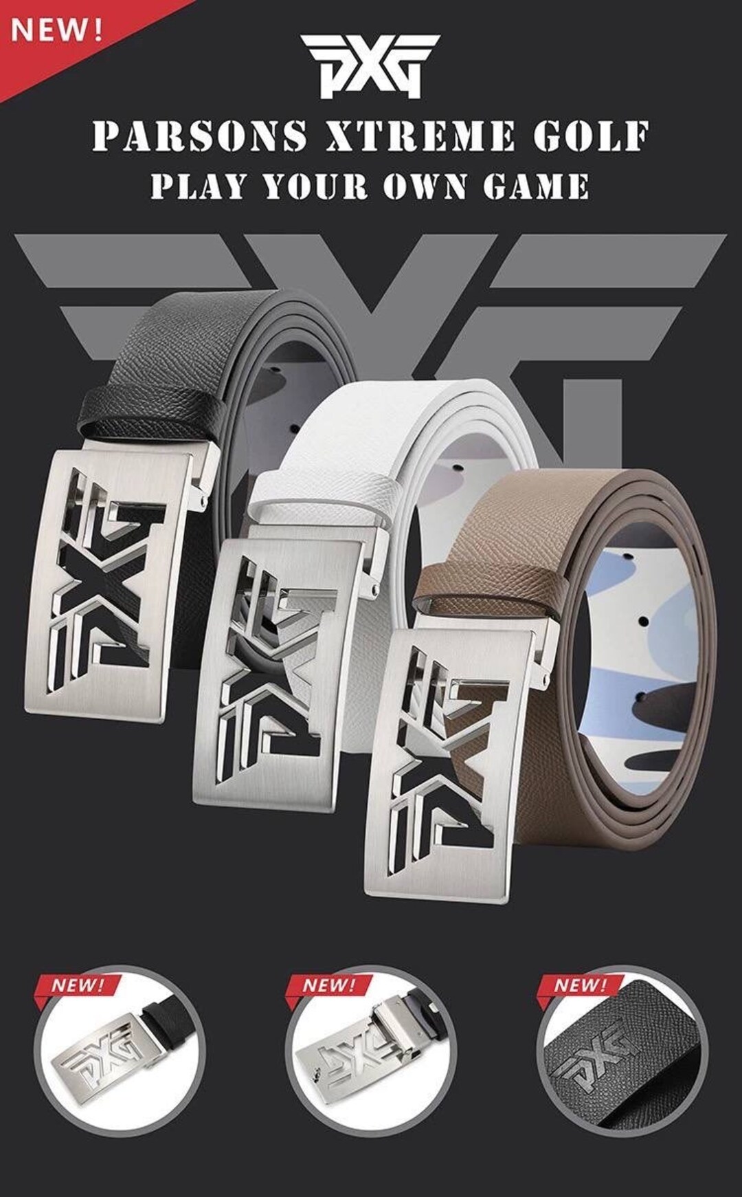 PXG Golf Belt for Men Women Classic Men's Leather Belt, Minimalist Full ...