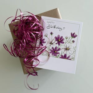 Polaroid Geburtstagskarte, Hochwertige Geburtstagskarte, Happy Birthday Karte, Geburtstagskarte, Handlettering - Motiv Blumenwiese