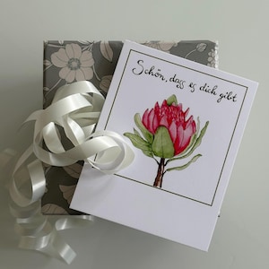 Polaroid Geburtstagskarte, Hochwertige Geburtstagskarte, Happy Birthday Karte, Geburtstagskarte, Handlettering - Motiv Zuckerblume Protea