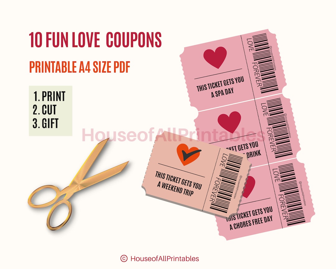 10 Digital and Printable Vouchers / Coupons Designed as a Gift - Etsy