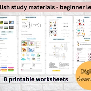 Set of English study materials for beginners, teaching aids, Worksheets for English learners, Exercises of English Learners, Worksheets
