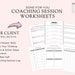 Coaching Session Worksheets | Coach Form Client Form|editable Brandable ...