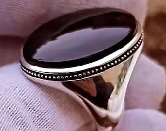 Blutroter Aqeeq-Ring - 925 Sterling Silber jemenitischer Achat