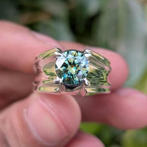 5 Carat Original Moissanite 925 Sterling Silver Handmade Ring, Diamond Ring Gift For Him