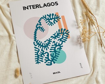 Interlagos Circuit Poster | Bankonst för Brasiliens Grand Prix | Motorsporttryck | Modern dekor | Circuit of the Americas